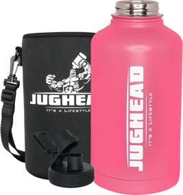 img 4 attached to Stay Hydrated On-the-Go with Jughead 64oz Stainless Steel Insulated Water Bottle - Complete with Sleeve and Adjustable Shoulder Strap!