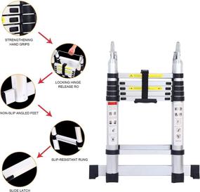 img 1 attached to 🪜 SINMEIRUN16.5FT Aluminum Telescoping Ladder: Portable Multi-Purpose A-Frame Folding Ladder, Adjustable for Household Daily Use, 330lb Maximum Load