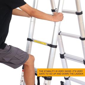 img 3 attached to 🪜 SINMEIRUN16.5FT Aluminum Telescoping Ladder: Portable Multi-Purpose A-Frame Folding Ladder, Adjustable for Household Daily Use, 330lb Maximum Load