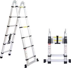 img 4 attached to 🪜 SINMEIRUN16.5FT Aluminum Telescoping Ladder: Portable Multi-Purpose A-Frame Folding Ladder, Adjustable for Household Daily Use, 330lb Maximum Load