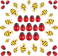 gubcub resin bees decor and wooden ladybugs: 48 pieces of assorted sizes for diy crafts, home decor, scrapbooking, and plant ornaments logo