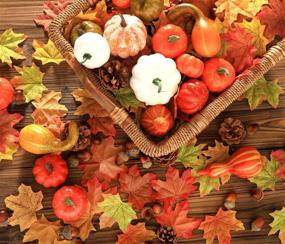 img 4 attached to 🎃 134-Piece Fall Pumpkin Decor: Artificial Autumn Gourds, Maple Leaves, Pine Cones - Harvest Halloween Thanksgiving Decorations