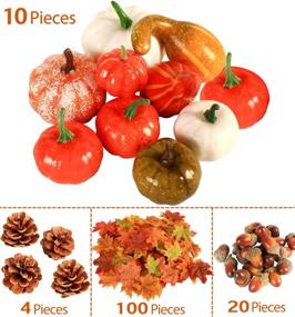 img 2 attached to 🎃 134-Piece Fall Pumpkin Decor: Artificial Autumn Gourds, Maple Leaves, Pine Cones - Harvest Halloween Thanksgiving Decorations