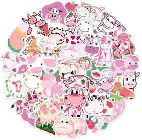 img 4 attached to 🍓 Strawberry Cow Stickers: Cute, Trendy, Waterproof Decals for Teen Girls - 50Pcs pack - Water Bottles, Laptops, Luggage, Phones, Computers, Skateboards