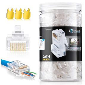 img 4 attached to 🔌 200-Pack Everest Media Solutions RJ45 Cat6 Pass Through Connectors - EZ Crimp Modular Plug for Solid or Stranded UTP Network Cable - Male Ethernet Connector End