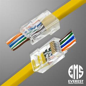 img 1 attached to 🔌 200-Pack Everest Media Solutions RJ45 Cat6 Pass Through Connectors - EZ Crimp Modular Plug for Solid or Stranded UTP Network Cable - Male Ethernet Connector End