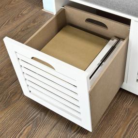 img 1 attached to 📦 Haotian FSR23-K-W Shoe Storage Bench in White with 2 Drawers, Removable Seat Cushion, and Shoe Cabinet
