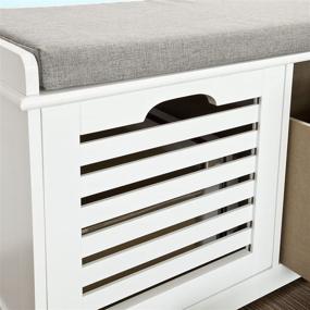 img 2 attached to 📦 Haotian FSR23-K-W Shoe Storage Bench in White with 2 Drawers, Removable Seat Cushion, and Shoe Cabinet