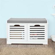📦 haotian fsr23-k-w shoe storage bench in white with 2 drawers, removable seat cushion, and shoe cabinet logo