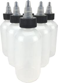 img 4 attached to 🧴 Hobbyland Squeeze Bottles - LDPE Plastic Bottles, Natural Boston Round Bottles + Black & Natural Twist Caps (4oz, Pack of 6)