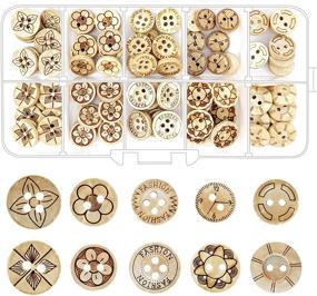 img 4 attached to 🧵 100pcs 10 Styles Exquisite Wooden Buttons: Decorative Wood Button Assortment for DIY Sewing, Crafts, Clothes, Knitting Crochet