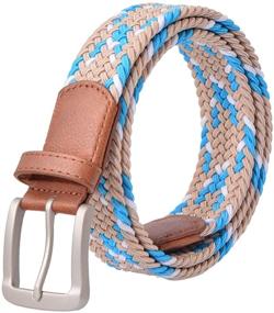 img 2 attached to CP002 Men's Accessories: Stylish Elastic 👔 Braided Leather Stretch Belts in Assorted Colors