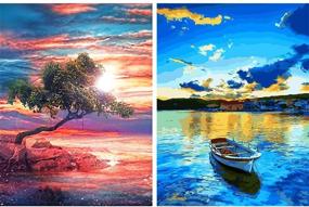 img 4 attached to 🎨 Yomiie 2 Pack 5D Diamond Painting Cloud Tree Sunset Lake Boat Full Drill Kit - Colorful Landscape Dusk Paint with Diamonds Art Set (12x16 inch) - DIY Arts Crafts