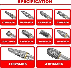 img 3 attached to 🔩 Набор вращающихся режущих фрез из карбида вольфрама - 10 штук с двойной резкой, предназначенных для дрели с патроном 1/4 дюйма для работы с металлом и деревом, шлифования, резьбы и гравировки.