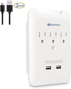 img 3 attached to Cable Matters 3 Outlet Wall Mount Surge Protector with USB Dual Port 2.1 Amp Charging: Power and Charging Convenience for Multiple Devices