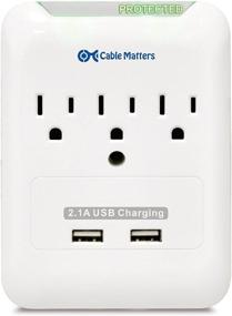 img 4 attached to Cable Matters 3 Outlet Wall Mount Surge Protector with USB Dual Port 2.1 Amp Charging: Power and Charging Convenience for Multiple Devices