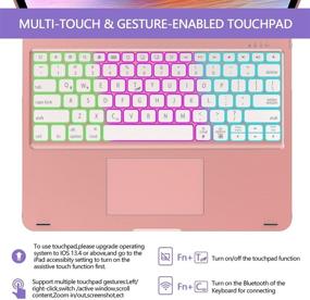 img 2 attached to 🔋 High-Quality Touchpad Keyboard Case for iPad Pro 12.9 2021/2020/2018 - 7 RGB Backlight, 360° Rotation, Apple Pencil Holder, Rose Gold