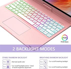 img 3 attached to 🔋 High-Quality Touchpad Keyboard Case for iPad Pro 12.9 2021/2020/2018 - 7 RGB Backlight, 360° Rotation, Apple Pencil Holder, Rose Gold