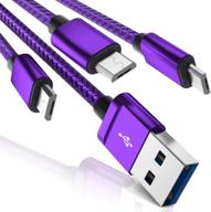 кабель для зарядки micro usb высокого качества, набор из 3-х штук (3.3/6.6/10ft) для samsung galaxy, lg, kindle fire - быстрая зарядка, оплетка из нейлона. логотип