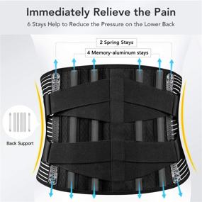 img 3 attached to 🌍 Relieve Lower Back Pain with FREETOO Back Braces - Breathable 6 Stays Lumbar Support Belt for Men/Women at Work, Sciatica Relief with Anti-Skid Mesh (L)