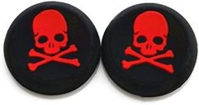 img 1 attached to 🎮 Red Skull Thumb Stick Grips Cap Cover for PS4, XBOX ONE, XBOX 360, PS3, PS2 - Vivi Audio Joystick Thumbsticks Caps