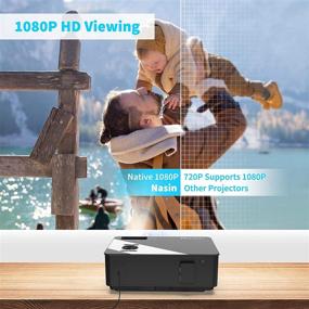 img 3 attached to Проектор Native 1080P Full HD, Nasin Na6000 - 6500 люмен для просмотра на открытом воздухе, 📽️ домашний кинотеатр, офисные презентации - совместим с TV Stick, Roku, ноутбуком, смартфоном, PS4, Xbox.