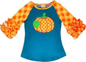 img 1 attached to AMK Boutique Thanksgiving Ruffles Raglan Girls' Apparel and Tops, Tees & Shirts