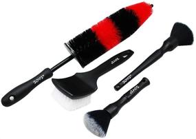img 4 attached to 🚗 Complete Car Detailing Kit: 4-Piece SOYS Kit with Rim Brush, Wheel Brush, & Soft Detail Brushes for Car Cleaning