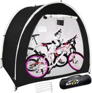 🚴 waterproof bike tent storage shed: portable outdoor bicycle cover - foldable & spacious - ideal for camping, garden tools, motorcycle - 210d silver coated oxford cloth - space saving & durable - large size (black) logo