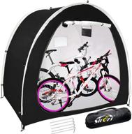 🚴 waterproof bike tent storage shed: portable outdoor bicycle cover - foldable & spacious - ideal for camping, garden tools, motorcycle - 210d silver coated oxford cloth - space saving & durable - large size (black) логотип