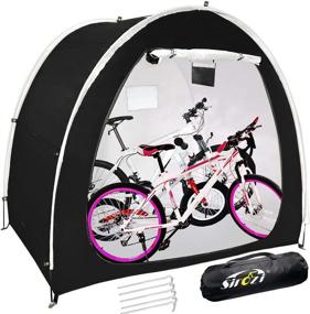 img 4 attached to 🚴 Waterproof Bike Tent Storage Shed: Portable Outdoor Bicycle Cover - Foldable & Spacious - Ideal for Camping, Garden Tools, Motorcycle - 210d Silver Coated Oxford Cloth - Space Saving & Durable - Large Size (Black)