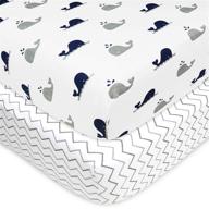 🐳 american baby company 100% natural cotton fitted crib sheet set, navy whale/grey zigzag, pack of 2 - for standard crib & toddler mattresses, boys & girls logo