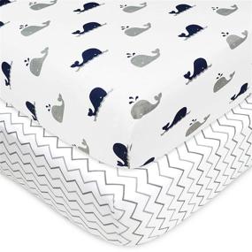 img 4 attached to 🐳 American Baby Company 100% Natural Cotton Fitted Crib Sheet Set, Navy Whale/Grey Zigzag, Pack of 2 - For Standard Crib & Toddler Mattresses, Boys & Girls