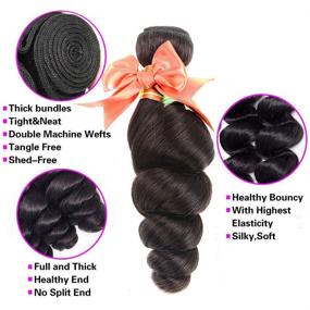 img 2 attached to 💁 Bouncy Brazilian Loose Wave Bundles and Closure: 100% Virgin Human Hair for Effortless Loose Deep Curls – Natural Color (28 28 28+20 Closure)