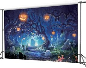 img 3 attached to 🎃 CYLYH 7X5FT Halloween фон: Тыквенные фонари, ужасно жуткая ночная тема для фотографии, украшение для вечеринки и Хэллоуин празднеств.