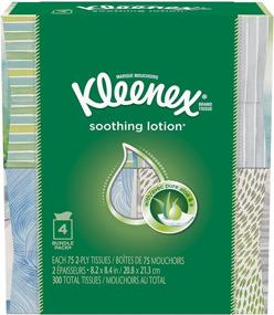 img 4 attached to 🧻 Бумажные платочки Kleenex с лосьоном (упаковка из 4 штук) - Различные дизайны и цвета, 75 штук