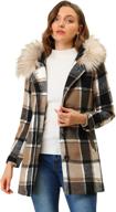 allegra k women's winter thick button front plaid coat with fluffy hood: stylish checkered design & cozy pockets logo