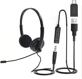 img 4 attached to USB, 3.5 & USB-C Quality Sound Headset: Noise Cancelling Mic, Mute Button LED | Lightweight Headphones with Mic for Laptop, PC, MAC, Zoom, Skype, Video Conference Calls