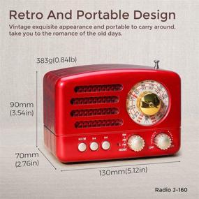 img 4 attached to 📻 PRUNUS J-160 Transistor AM FM Radio Small Portable Retro Radio with Bluetooth, Rechargeable Battery Operated, TF Card AUX USB MP3 Player (Red) - Ultimate Music Experience!