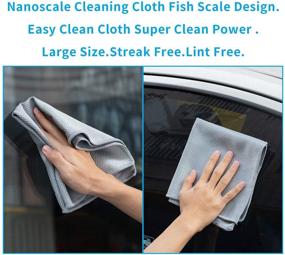 img 3 attached to Pack of 6 Easy Clean Nanoscale Cleaning Cloth - Fish Scale Microfiber for Streak-Free Window, Glass, Mirrors, Cars, and Stainless Steel - Lint-Free Dish and Wine Glass Polishing Towel - All-Purpose