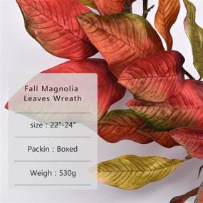 img 1 attached to 🍂 Fall Door Wreath with Red Magnolia Leaves – 22-24 Inch Red Yellow Farmhouse Wreaths Wall Decor