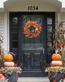 img 2 attached to 🍂 Fall Door Wreath with Red Magnolia Leaves – 22-24 Inch Red Yellow Farmhouse Wreaths Wall Decor