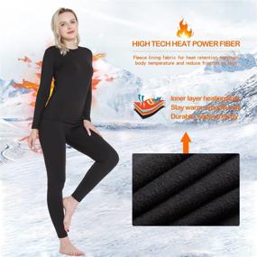 img 3 attached to JTANIB Thermal Underwear Women Fleece