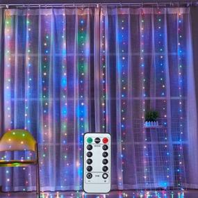 img 4 attached to YONISO Multicolor Christmas String Lights 300 LEDs - Curtain Style, Remote Control, USB Powered, 8 Twinkle Modes - Perfect for Xmas Tree, Bedroom, Party, Wedding, Indoor Decorations