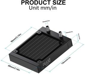 img 3 attached to 💧 DIYhz Water Cooling Computer Radiator: Efficient 8-Pipe Aluminum Heat Exchanger for CPU PC Laser Water Cool System – Black, DC12V with Fan