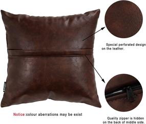 img 2 attached to 🛋️ Leehong 20x20 Inches Faux Leather Cushion Covers: Elegant Coffee Brown Leather Pillow Covers Set for Couch, Sofa, Living Room, Bedroom & Farmhouse Décor - Set of 2