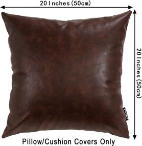 img 3 attached to 🛋️ Leehong 20x20 Inches Faux Leather Cushion Covers: Elegant Coffee Brown Leather Pillow Covers Set for Couch, Sofa, Living Room, Bedroom & Farmhouse Décor - Set of 2