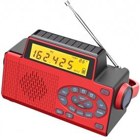 img 1 attached to 🔋 Solar Hand Crank Emergency Weather Radio with AM/FM/NOAA, 3W LED Flashlight, Reading Light, SOS, and 5000mAh Power Bank for Cellphone Charging (RED)