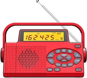 img 3 attached to 🔋 Solar Hand Crank Emergency Weather Radio with AM/FM/NOAA, 3W LED Flashlight, Reading Light, SOS, and 5000mAh Power Bank for Cellphone Charging (RED)