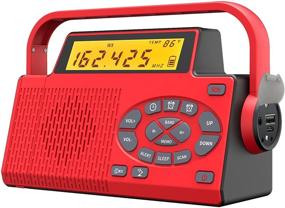 img 2 attached to 🔋 Solar Hand Crank Emergency Weather Radio with AM/FM/NOAA, 3W LED Flashlight, Reading Light, SOS, and 5000mAh Power Bank for Cellphone Charging (RED)